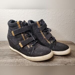 INC International Concepts Black and Gold High-Top Sneakers